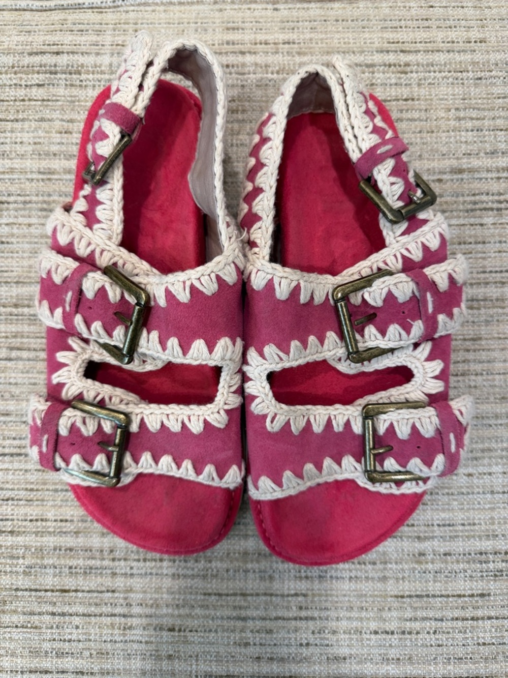 Mou Pink Suede Buckle Sandals Sz 39